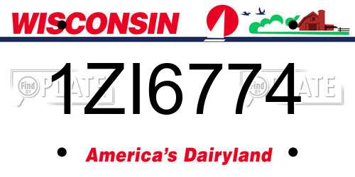 1ZI6774 Wisconsin License Plate