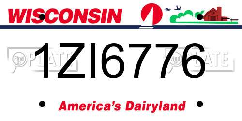 1ZI6776 Wisconsin License Plate