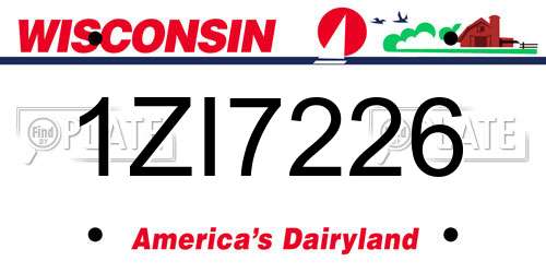 1ZI7226 Wisconsin License Plate