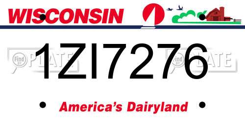 1ZI7276 Wisconsin License Plate