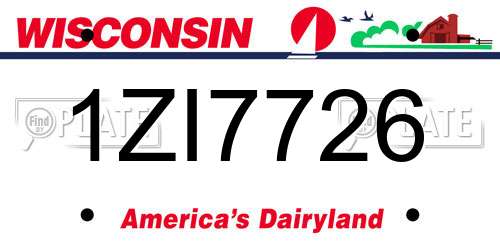 1ZI7726 Wisconsin License Plate