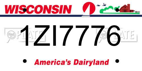 1ZI7776 Wisconsin License Plate