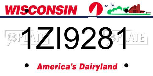 1ZI9281 Wisconsin License Plate