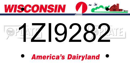 1ZI9282 Wisconsin License Plate