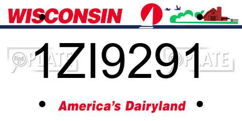 1ZI9291 Wisconsin License Plate