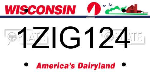 1ZIG124 Wisconsin License Plate