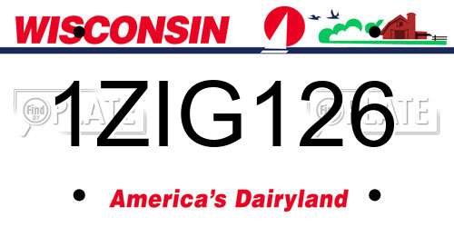 1ZIG126 Wisconsin License Plate