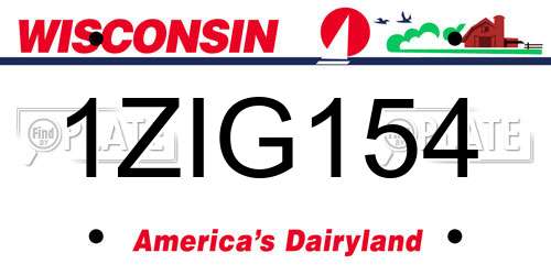 1ZIG154 Wisconsin License Plate