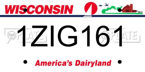 1ZIG161 Wisconsin License Plate