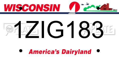 1ZIG183 Wisconsin License Plate