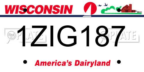 1ZIG187 Wisconsin License Plate