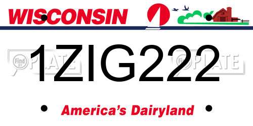 1ZIG222 Wisconsin License Plate