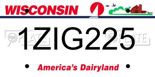 1ZIG225 Wisconsin License Plate