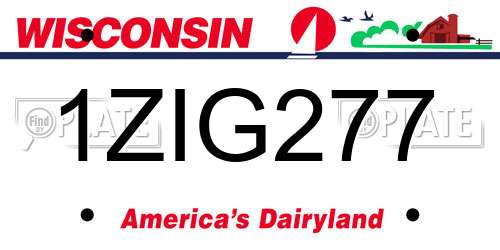 1ZIG277 Wisconsin License Plate