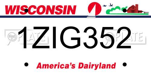 1ZIG352 Wisconsin License Plate