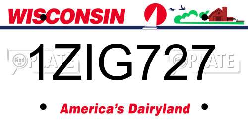 1ZIG727 Wisconsin License Plate