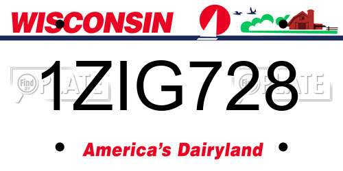 1ZIG728 Wisconsin License Plate