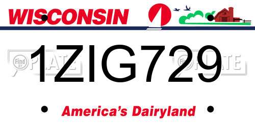 1ZIG729 Wisconsin License Plate