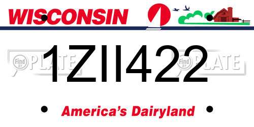 1ZII422 Wisconsin License Plate