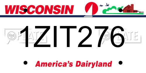 1ZIT276 Wisconsin License Plate