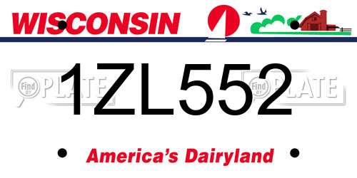 1ZL552 Wisconsin License Plate