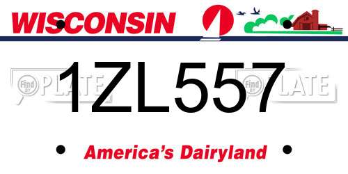 1ZL557 Wisconsin License Plate