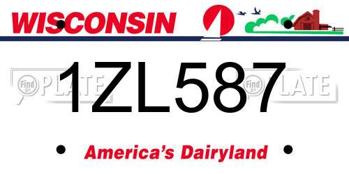 1ZL587 Wisconsin License Plate