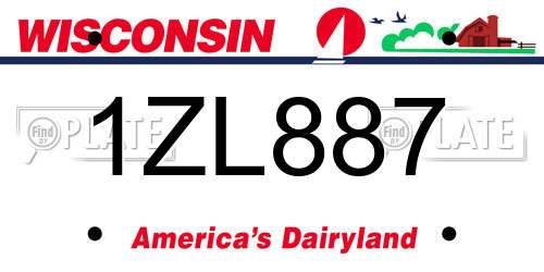 1ZL887 Wisconsin License Plate
