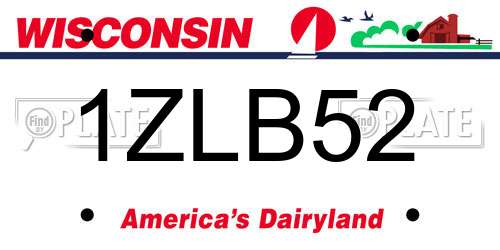 1ZLB52 Wisconsin License Plate
