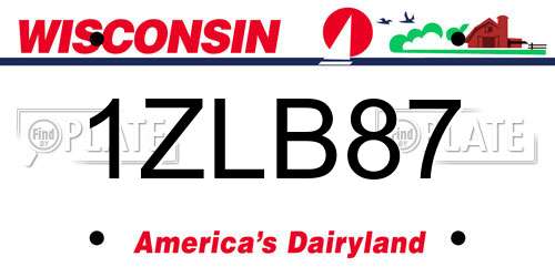 1ZLB87 Wisconsin License Plate