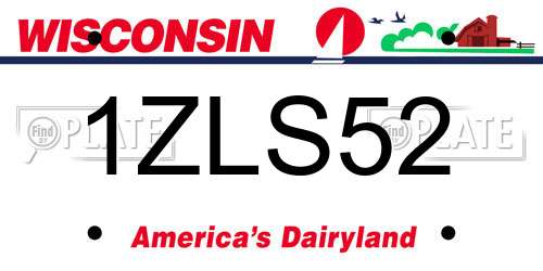 1ZLS52 Wisconsin License Plate