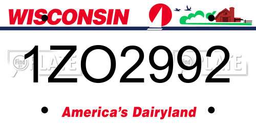 1ZO2992 Wisconsin License Plate
