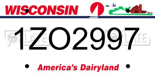 1ZO2997 Wisconsin License Plate