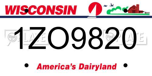 1ZO9820 Wisconsin License Plate