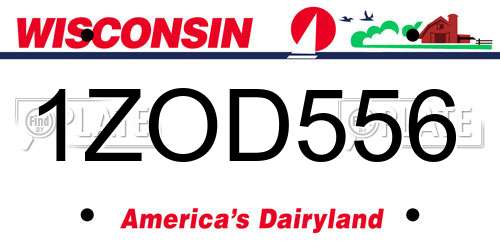 1ZOD556 Wisconsin License Plate