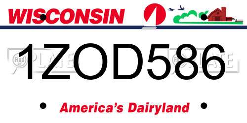 1ZOD586 Wisconsin License Plate