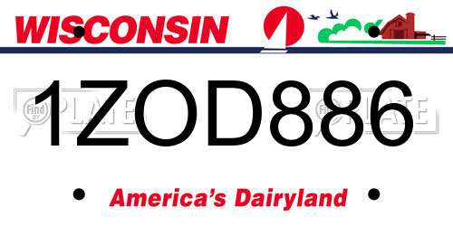 1ZOD886 Wisconsin License Plate