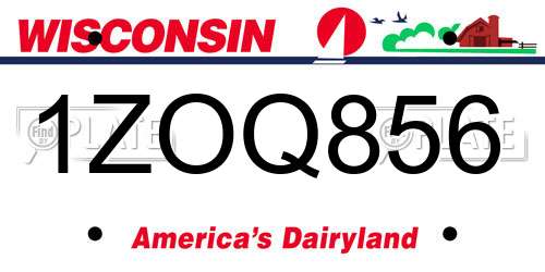 1ZOQ856 Wisconsin License Plate