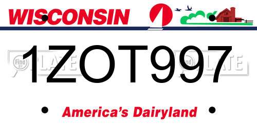 1ZOT997 Wisconsin License Plate