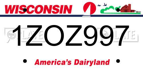 1ZOZ997 Wisconsin License Plate
