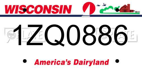 1ZQ0886 Wisconsin License Plate