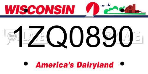 1ZQ0890 Wisconsin License Plate