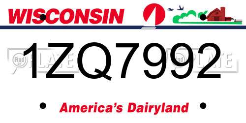 1ZQ7992 Wisconsin License Plate