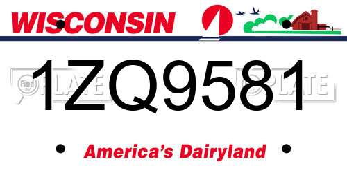 1ZQ9581 Wisconsin License Plate