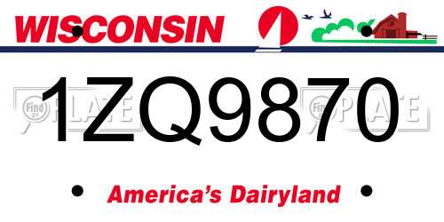 1ZQ9870 Wisconsin License Plate
