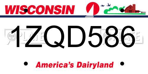 1ZQD586 Wisconsin License Plate
