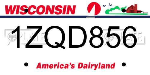 1ZQD856 Wisconsin License Plate
