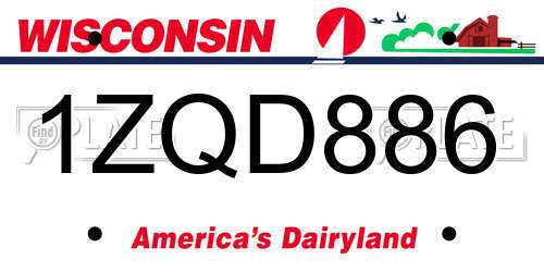 1ZQD886 Wisconsin License Plate