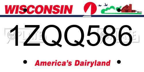 1ZQQ586 Wisconsin License Plate