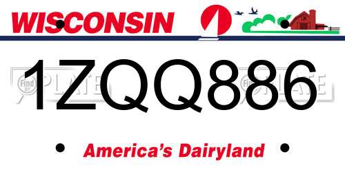 1ZQQ886 Wisconsin License Plate